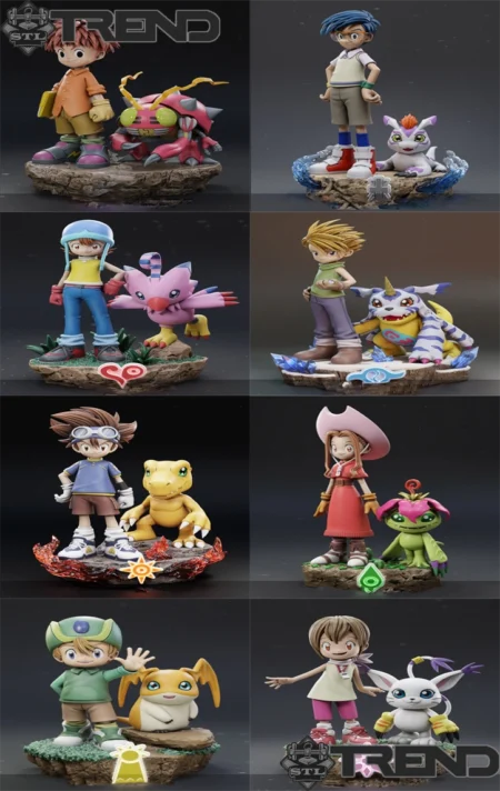 Digimon Pack of 8 3D Printed Models (3MF and STL Files)