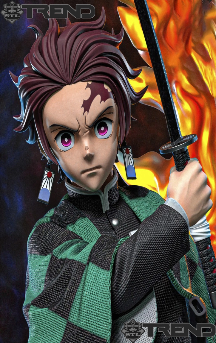 Tanjiro Demon Slayer Ice and Fire 3D Print Model STL - Image 3