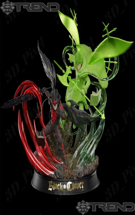 Yuno in Battle with Asta Black Clover 3D Print Model STL