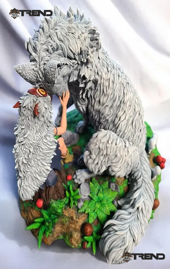 San and Her Wolf STL File | Princess Mononoke 3D Print Model for Studio Ghibli Fans & Collectors - Image 5